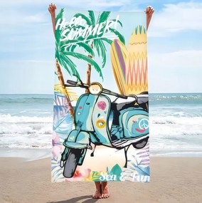 Prosop plaja SEA AND FUN 100x180 cm colorat, 100% microfibra