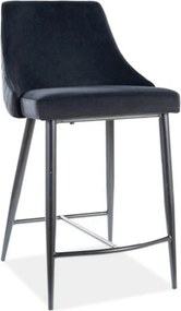 Scaun bar PIANO B H-2, negru, stofa catifelata/metal, 49x42x88 cm