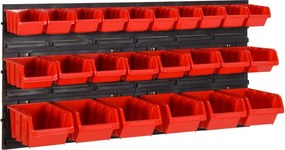 vidaXL Set rafturi atelier 26 buc. roșu / negru 77x39 cm polipropilenă