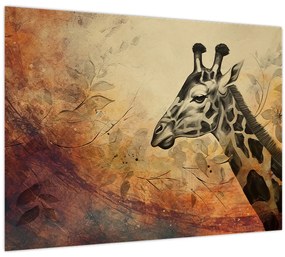 Tablou pe sticlă - Girafă, pictură (70x50 cm)