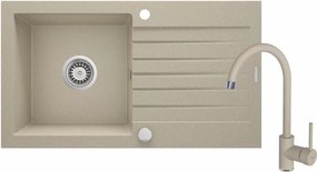 Set chiuveta bucatarie si baterie Deante Zorba finisaj bej periat 76x44cm