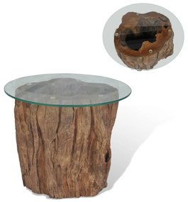 Masuta de cafea, lemn de tec si sticla, 50 x 40 cm