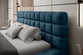 Pat tapitat cu somiera rabatabila si lada depozitare, 180x200 cm, ELTAP, BE-DIZ-MET-40AMO, Dizzle, metal/poliester, albastru inchis