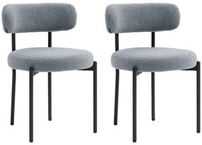 HOMCOM Set de 2 scaune de masă cu spătar din material picioare din oțel 51 x 51 x 76 cm gri | Aosom Romania