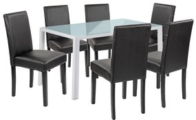 Set de masă Mira 6+1 alb-negru