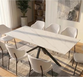 Masa dining cu blat ceramic GALAXIE Alb 180x90cm