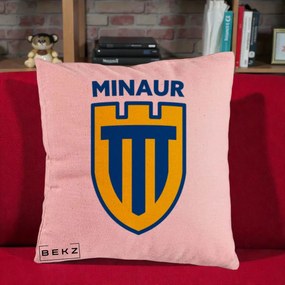 Perna Personalizata Minaur Baia Mare Fotbal, 40x40 cm, Roz, Husa Detasabila, Perna Inclusa, BEKZ®