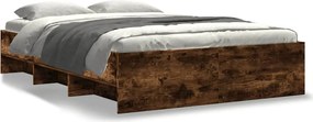 vidaXL Cadru de pat, stejar afumat, 135x190 cm, lemn prelucrat