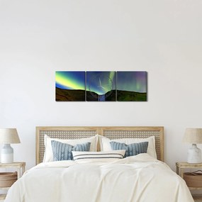 Tablou - Aurora Boreală în Islanda (cu ceas) (90x30 cm)