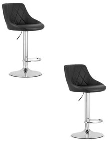 Scaun Bar KAST Piele Ecologica Negru / Baza Crom x 2 Buc