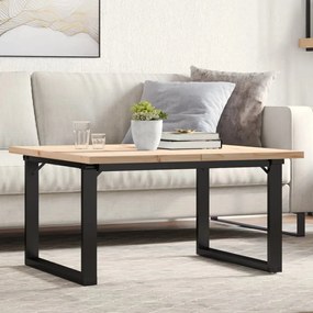 vidaXL Masă de cafea, cadru O, 90x90x45,5 cm, lemn masiv pin și Oţel