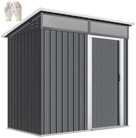 Outsunny Depozit de grădină, Casa de unelte cu ferestre, Orificii de ventilare, Ușă glisantă, Oțel impermeabil, rezistent la intemperii, Gri închis | Aosom Romania