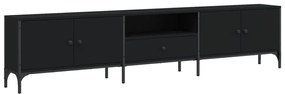 838988 vidaXL Comodă TV cu sertar, negru, 200x25x44 cm, lemn prelucrat