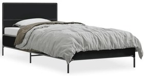 845557 vidaXL Cadru de pat, negru, 75x190 cm, lemn prelucrat și metal