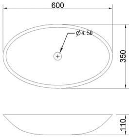 Sapho - Lavoar pentru blat BLOK 60x35 cm marquin/negru mat