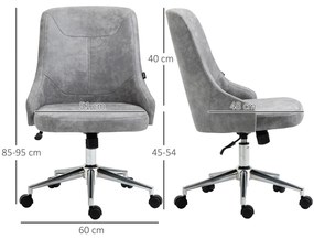 Vinsetto Scaun de Birou Ergonomic, Reglabil, cu Spătar Înclinabil și Rotire 360°, Gri Deschis | Aosom Romania