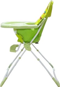 Scaun de masa copii si bebe Baby Care™ CH ,pliabil, centura de siguranta, sezut comfortabil, masuta detasabila, model Prietenii din Padure, Verde
