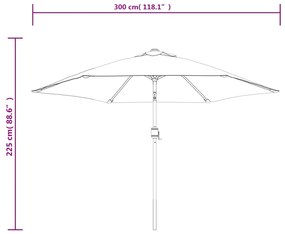 Umbrela de soare exterior, LED-uri si stalp otel, azur, 300 cm Azur