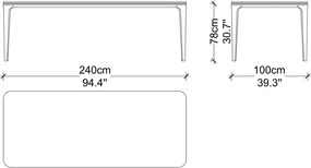 Masă lemn masiv de dining Sophia 240 × 100 cm