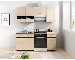 Set mobilier de bucătărie VALERIA 180 cm, maro/stejar Sonoma