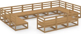 vidaXL Set mobilier de grădină, 13 piese, lemn masiv de pin