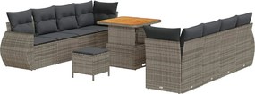 vidaXL Set de canapele pentru grădină cu pernă 11 pcs Gri poliratan