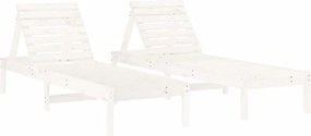 vidaXL Șezlonguri, 2 buc., alb, 199,5x60x74 cm, lemn masiv pin