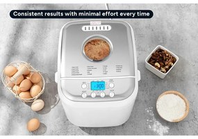 Masina de facut paine Crown CBM-6511, 600W, 1L, 19 programe, Timer, Afisaj LCD, Memorie, Alb