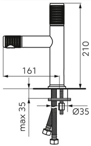 Baterie lavoar inalta FDesign Ardesia, monocomanda, negru/rose gold - FDSFD1-ARD-2-25