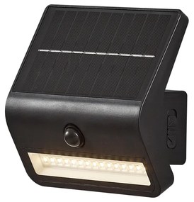 Lampa de perete de exterior neagră cu LED IP54 cu senzor de mișcare solar - Floody