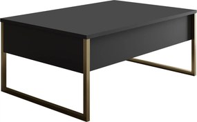 Masuta cafea Luxe, gri antracit/auriu, PAL/metal, 90x60x40 cm