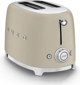 Prajitor de paine SMEG 50's Style TSF01MLMEU, 950 W, 2 felii, 6 trepte, Tava pentru firimituri, Cablu integrat, Otel inoxidabil, Bej