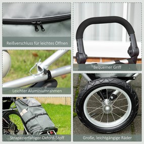 HOMCOM 3 în 1 Carucior de Cumpărături Carucior de Cumpărături Remorcă pentru Bicicletă, 53 x 43 x 110 cm, Gri+Argintiu | Aosom Romania