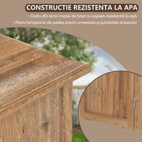 Outsunny Dulap de Exterior din Lemn cu 2 Uși, Căsuță de Grădină pentru Unelte cu Acoperiș Impermeabil, 77x55x72 cm, Maro | Aosom Romania