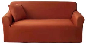 Husa elastica moderna pentru canapea 3 locuri + 1 față de perna CADOU, marime: L, caramiziu, HES3-04