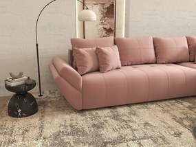 Colțar extensibil dumonde cu ladă de depozitare si sezut confortabil din spuma high-density, Berlin XL Royal Roz 350x185 cm II