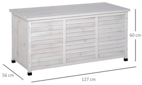 Banca tip container de depozitare Outsunny, 127x56x60cm, alb | AOSOM RO