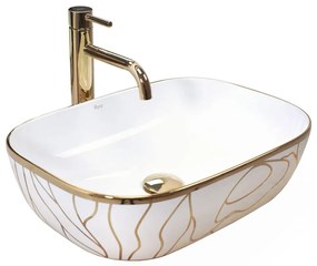 Lavoar pe blat Rea Belinda Wave 47 cm alb - auriu