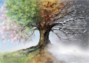 Tablou pe sticlă - Arborele celor patru anotimpuri (70x50 cm)