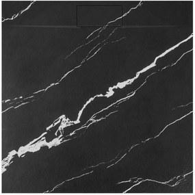 Rea Bazalt Carrara Black cadita de dus patrata x90 cm negru REA-K7003