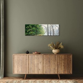 Tablou - Iarna versus vara (cu ceas) (90x30 cm)