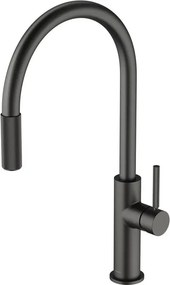 Baterie bucatarie cu dus extractibil Omnires Switch cu sistem filtrare apa finisaj grafit periat