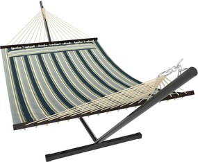 Outsunny Hamac pe cadru 353 cm, hamac cu suport din oțel cu pernă detașabilă și bare de distanțare, vert | Aosom Romania