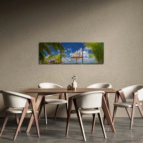 Tablou - Plajă cu nisip alb (cu ceas) (90x30 cm)