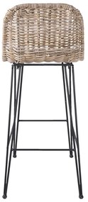 Scaun bar din rachită și metal, 40x40x93 cm, stil Country Chic