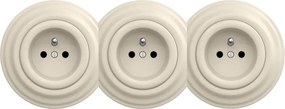 Kliklap - Priză triplă retro pentru uz casnic cu ramă 230V bej