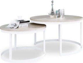 Măsuță de cafea 2in1 OKIN – 75x75x43 cm – Alb / Sonoma