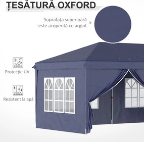 Outsunny Foisor de gradina pliabil pentru exterior cu 6 panouri laterale, 585x295cm albastru | AOSOM RO