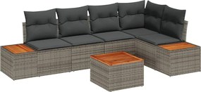 vidaXL Set de canapele pentru grădină cu pernă 6 pcs Gri Rattan poli