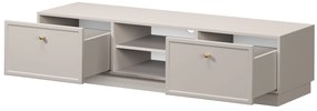 Comodă TV Lorini 150 cm cu sertare - culoare cașmir / mânere aurii